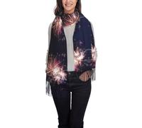 OTTKGGA Esplosione Fuochi D'artificio 3d Stampato Nappa Sciarpa Donna Scialle Inverno Lungo Avvolto Morbido Caldo Moda Viaggio Ufficio Matrimon, Nero , Taglia unica