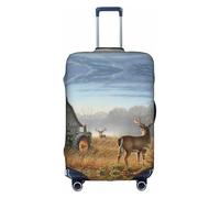 OTTKGGA Farm with Deer Valigie Copertura Protettiva Elastica Antigraffio Viaggio Essentials Adatto per Bagagli da 45-81 cm, bianco, L