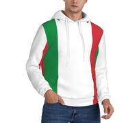 OTTKGGA Felpa con cappuccio da uomo con bandiera dell'Italia in pile con cappuccio e coulisse da indossare tutti i giorni per passeggiare e viaggiare, Nero , L