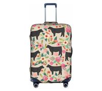 OTTKGGA Flower Cow Farm - Copertura per valigia, elastica, antigraffio, adatta per bagagli da 45-81 cm, bianco, L