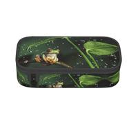 OTTKGGA Frog and Rain - Astuccio con cerniera di grande capacità, per cancelleria, trucchi, scuola, ufficio, viaggi, Nero , Taglia unica, Valigia