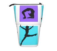 OTTKGGA Ginnastica Gioco Stand Up Astuccio telescopico Cancelleria Organizer con Cerniera Portatile Scuola Ufficio Stud, Nero , Taglia unica