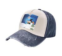 OTTKGGA Happy Snowman Washed Baseball Caps Distressed Trucker Dad Hat Vintage Regolabile Outdoor Sport Golf Tennis, blu navy, Taglia unica