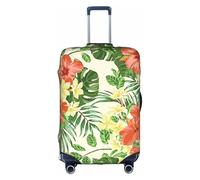 OTTKGGA Hojas Tropicales Y Flores - Copertura per valigia, elastica, antigraffio, adatta per bagagli da 45,7 a 81,7 cm, bianco, S