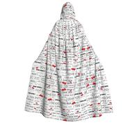 OTTKGGA I Love You Words With Hearts Mantello con cappuccio per adulti decorazione festa vestaglia strega vampiri Halloween Natale Cosplay Costume