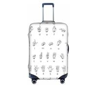 OTTKGGA Linguaggio dei segni Alfabeto. Copertura per valigie Protezione per bagagli Elastica Antigraffio Travel Essentials Adatto per bagagli da 45-81 cm, bianco, L