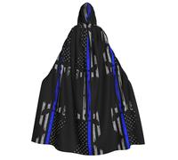 OTTKGGA Mantello con cappuccio blu a righe stelle teschio adulto decorazione per feste strega vampiri Halloween Natale cosplay costume