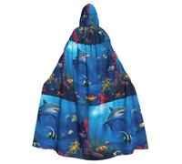 OTTKGGA Mantello con cappuccio per adulti a tema oceano colorato mantello decorativo vampiri strega misterioso cosplay feste di carnevale