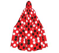 OTTKGGA Mantello con cappuccio rosso a pois bianchi per adulti, per cosplay, feste, carnevale, travestimenti, misteriosi, vampiri, strega