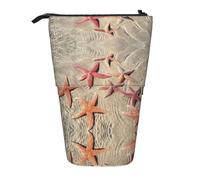 OTTKGGA Ocean Starfish Stand Up Telescopico Astuccio Cancelleria Organizer con Cerniera Portatile Scuola Ufficio Studente, Nero , Taglia unica