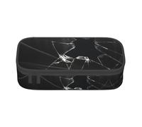 OTTKGGA Portamatite con finestra rotta, grande capacità, con cerniera, organizer per cancelleria, borsa per il trucco, per scuola, ufficio, viaggi, Nero , Taglia unica, Valigia