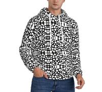 OTTKGGA Pullover con cappuccio in pile da uomo a pois bianchi e neri con tasca con coulisse da indossare tutti i giorni per passeggiare e viaggiare, Nero , XS