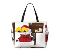 OTTKGGA Segno Pupazzo di neve Grande Capacità Spiaggia Borsa da Viaggio Multi Tasca Con Zip Tote Bag Impermeabile Piscina Vacanze, Nero , Taglia unica