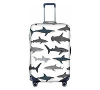 OTTKGGA Sharks Nautical - Copertura per valigia, elastica, antigraffio, adatta per bagagli da 45,7 a 81,7 cm, bianco, XL