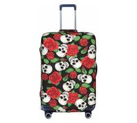 OTTKGGA Skulls and Roses - Copertura protettiva per valigia, elastica, antigraffio, da viaggio, adatta per bagagli da 45,7 a 81,7 cm, bianco, XL