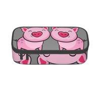 OTTKGGA Smile Pink Pig - Astuccio con cerniera di grande capacità, per cancelleria, trucchi, scuola, ufficio, viaggi, Nero , Taglia unica, Valigia