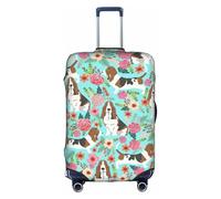 OTTKGGA Sweet Basset Hound Florals - Copertura per valigia, elastica, antigraffio, adatta per bagagli da 45-81 cm, bianco, L