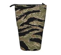 OTTKGGA Tiger Stripe Camo Stand Up Telescopico Astuccio Cancelleria Organizer con Cerniera Portatile Scuola Ufficio Studente, Nero , Taglia unica