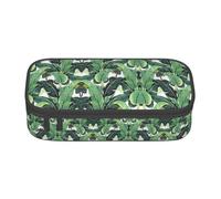 OTTKGGA Tropicale Banana Palm Leaf Grande Capacità Cerniera Astuccio Cancelleria Organizer Makeup Bag per Scuola Ufficio Viaggi, Nero , Taglia unica, Valigia
