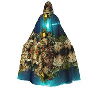 OTTKGGA Underwater World Hd Fish Adulto Mantello con Cappuccio Decorazione Partito Vestaglia Strega Vampiri Halloween Natale Cosplay Costume