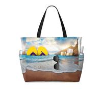 OTTKGGA Water Rush To Tropical Beach Borsa da viaggio di grande capacità con tasca multipla con cerniera Tote Bag impermeabile piscina vacanza palestra, Nero , Taglia unica