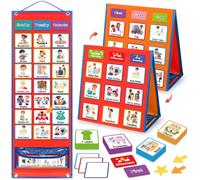 Ottkids Programma visivo per bambini con autismo, tabella di ricompensa per le faccende domestiche, tabella di routine della buonanotte per i più piccoli, lavagna settimanale a doppio lato con 135
