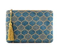 Otto Angelino Pochette di Design da Donna in tessuto con Nappina sulla Zip - Perfetta per organizzare la borsa, per trucchi, chiavi, pochette per la sera - Leggera e compatta, Blue Drop