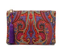 Otto Angelino Pochette di Design da Donna in tessuto con Nappina sulla Zip - Perfetta per organizzare la borsa, per trucchi, chiavi, pochette per la sera - Leggera e compatta, Etnico