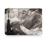 Otto Angelino Pochette di Design da Donna in tessuto con Nappina sulla Zip - Perfetta per organizzare la borsa, per trucchi, chiavi, pochette per la sera - Leggera e compatta, Nero