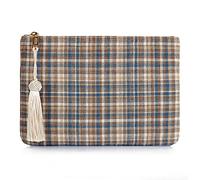 Otto Angelino Pochette di Design da Donna in tessuto con Nappina sulla Zip - Perfetta per organizzare la borsa, per trucchi, chiavi, pochette per la sera - Leggera e compatta, Visone