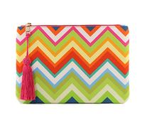 Otto Angelino Pochette di Design da Donna in tessuto con Nappina sulla Zip - Perfetta per organizzare la borsa, per trucchi, chiavi, pochette per la sera - Leggera e compatta, Modello Arcobaleno