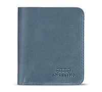 Otto Angelino Portafoglio in Vera Pelle Ultra Slim Verticale per Carte e Monete - Unisex, Blu