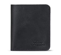 Otto Angelino Portafoglio in Vera Pelle Ultra Slim Verticale per Carte e Monete - Unisex, Nero