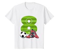Otto Compleanno Calcio 8 Anni Ragazzo Ragazza Maglietta, Bambini, Bianco, 3 Anni