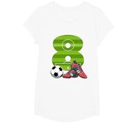 Otto Compleanno Calcio 8 Anni Ragazzo Ragazza Maglietta, Ragazze, Bianco, M