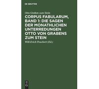 Otto Graben Zum Corpus Fabularum, Band 1: Die Sagen Der Monat (Copertina rigida)