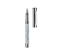Otto Hutt Design 04 Penna roller 009-18780 - Penna roller con rivestimento di alta qualità e superficie lucida di colore bianco con stampa a 4 linee - Con mina grande M, blu