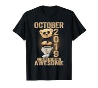 Ottobre 2019 7° Compleanno 2026 Donne 7 Anni Orsacchiotto Maglietta