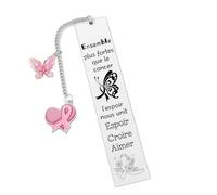 Ottobre Rosa Segnalibri Regalo Supporto Cancro, Speranza Credere Amore, Ciondoli Farfalla Rosa e Cuore Nastro Idea Regalo Incoraggiamento Donna, Malata, Sopravvissuta