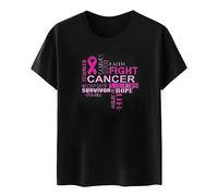 Ottobre Rosa T-Shirt Donna Cancro al seno T-shirt Donna Nastro Rosa T Shirt Basic Top Sensibilizzazione al Cancro al Seno Ottobre Cuore Nastro Tshirt Manica Corta, Il nero #2, XXL