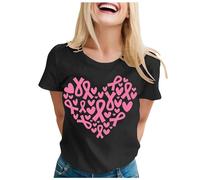 Ottobre Rosa T-Shirt Donna Cancro al Seno T-shirt Donna Nastro Rosa T Shirt Camicetta Top Manica Corta Basic Oversize Consapevolezza Del Cancro al Seno Ottobre, Il nero #2, XL