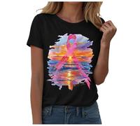 Ottobre Rosa T-Shirt Donna Cancro al Seno T-shirt Donna Nastro Rosa T Shirt Camicetta Top Oversize Ete Basic Consapevolezza Del Cancro al Seno Ottobre, Il nero #2, M