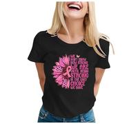 Ottobre Rosa T-Shirt Donna Cancro al Seno T-shirt Donna Nastro Rosa T Shirt Grande Dimensione Top Ete Oversize Consapevolezza Del Cancro al Seno Ottobre, Le Noir #1, XL