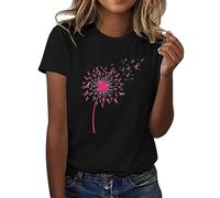 Ottobre Rosa T-Shirt Donna Cancro al Seno T-shirt Donna Nastro Rosa T Shirt Manica Corta Oversize Consapevolezza Del Cancro al Seno Ottobre Grande Taglia Rotonda Taglio, Il nero #2, M