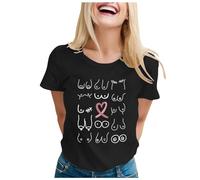 Ottobre Rosa T-Shirt Donna Cancro al Seno T-shirt Donna Nastro Rosa T Shirt Top Sensibilizzazione al Cancro al Seno Ottobre Sciolto Rotondo Taglio Basic, Il nero #2, M