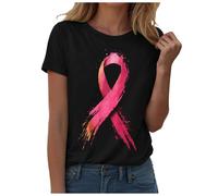 Ottobre Rosa T-Shirt Donna Nastro Rosa T Shirt Donna Cancro al Seno T-shirt Ete Sciolte Rotondo Taglio Oversize Consapevolezza Del Cancro al Seno Ottobre, Le Noir #1, XL
