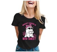 Ottobre Rosa T-Shirt Donne Nastro Rosa T Shirt Donna Cancro al seno T-shirt Consapevolezza del Cancro al Seno Ottobre Casual Sciolto Manica Corta Cuore Nastro Tshirt, Il nero #2, XXL
