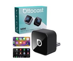 Ottocast Mini Cube 3.0 2026 Adattatore CarPlay e Android Auto Wireless | USB-C Plug & Play, Conversione da Cablato a Wireless, Connessione rapida in auto, Compatibile con CarPlay di Fabbrica (Nero)