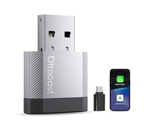 OTTOCAST Mini Nova, Adattatore 2 in 1 Wireless CarPlay e Android Auto Aggiornato 2026 per Telefoni iOS e Android, Connessione Stabile Senza Ritardi, Supporto per due Telefoni, Design Ultra-Compatto