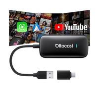 OTTOCAST Play2Video Ultra 2025, CarPlay e Android Auto Wireless con YouTube/Prime Video, Plug & Play, AI Box da 4 GB + 32 GB per Veicoli con CarPlay Cablato dal 2016